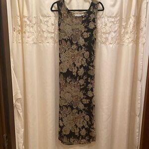 Black and Gold Floral Maxi Dress by Jane Ashley